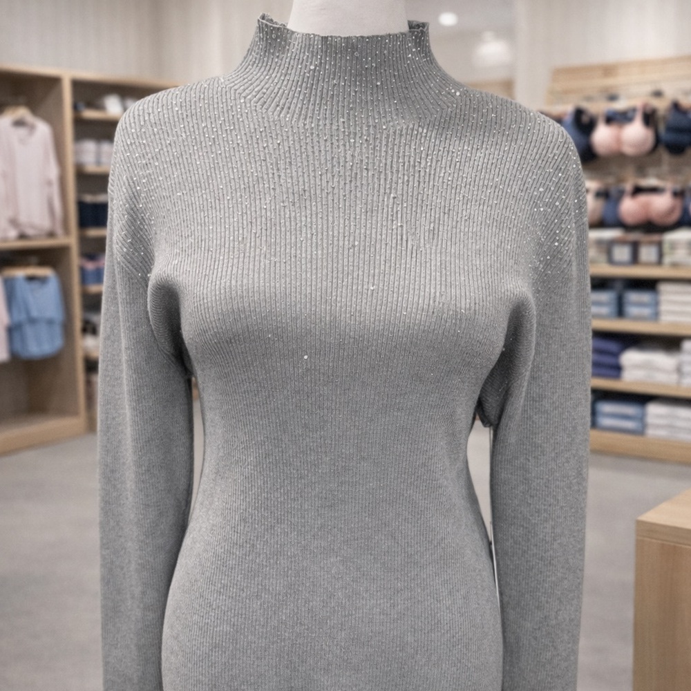 Elegant Gray Calvin Klein Turtleneck Sweater XL